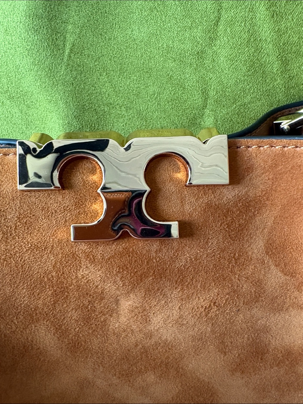 NWT Tory Burch Eleanor Soft Satchel Caramel Suede Top-Handle/Shoulder Bag - Picture 5 of 12